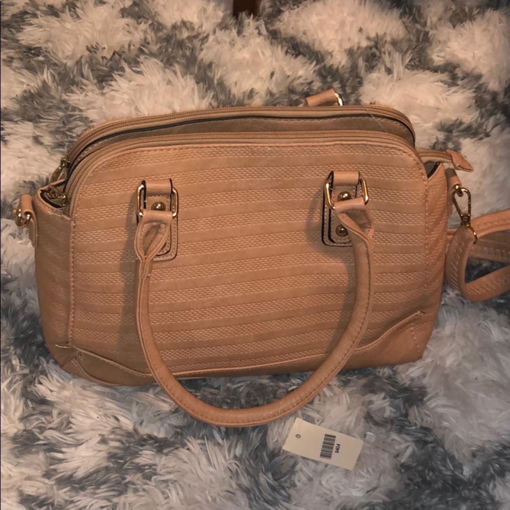 Brown textured handbag